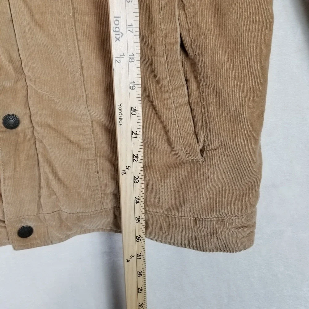 Levi's Hooded Trucker Jacket Mens Medium Tan Corduroy Sherpa Lined RN54163 - Picture 8 of 10